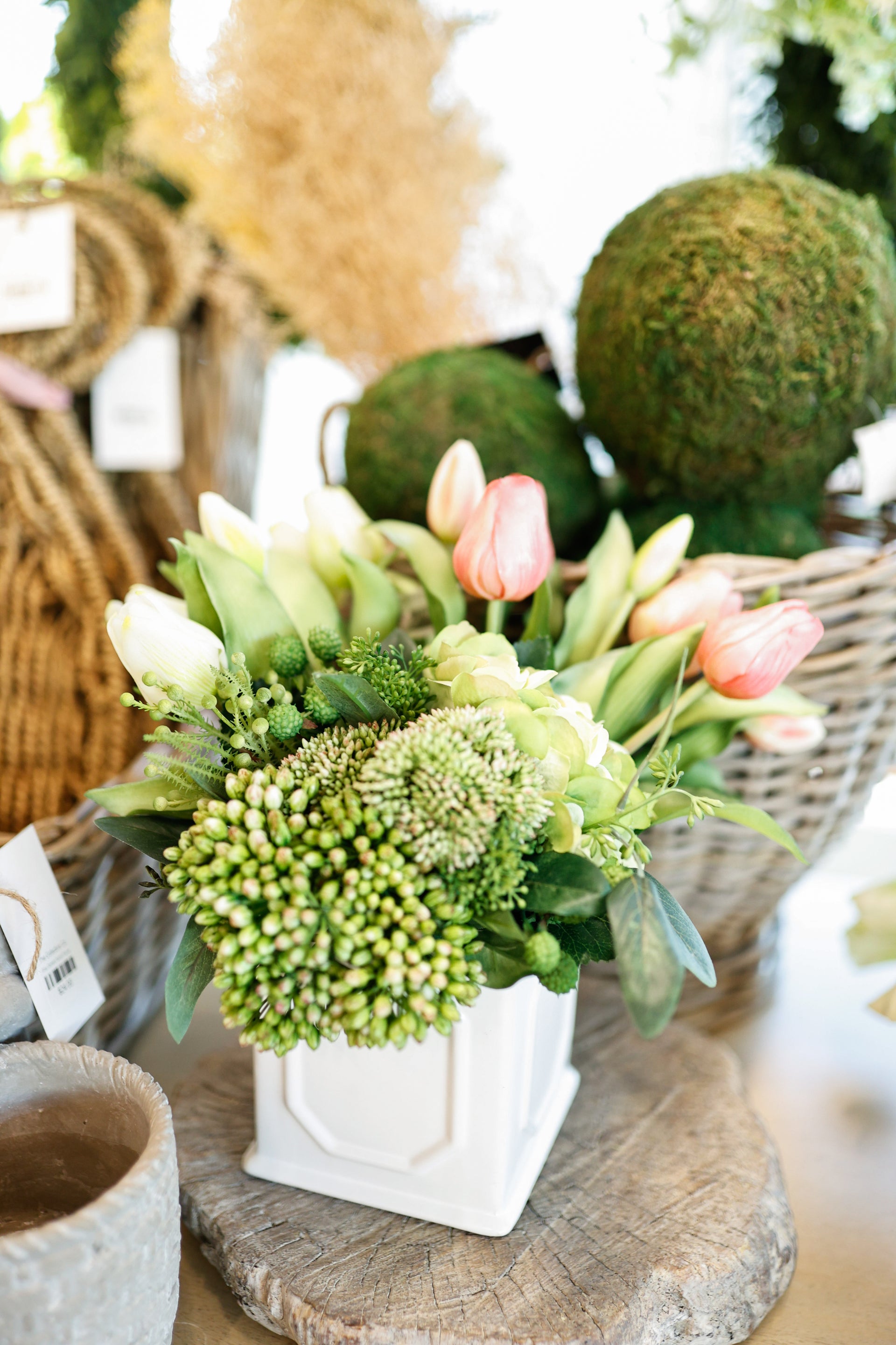 9" Hydrangea and Sedum Bouquet