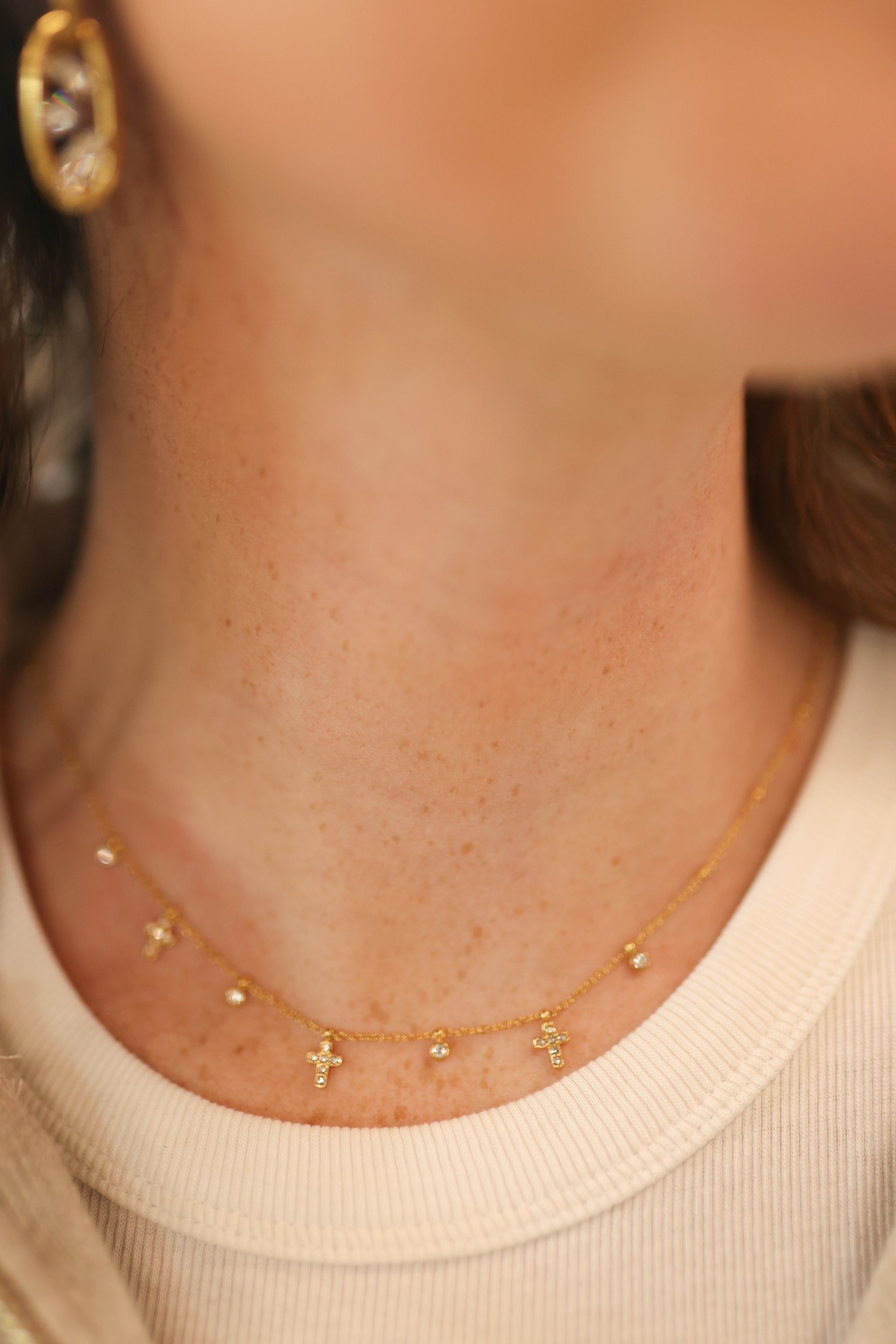 Mini Cross Charm Necklace Waterproof