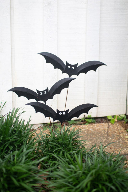 (Set of 3) Bats Plant Stakes
