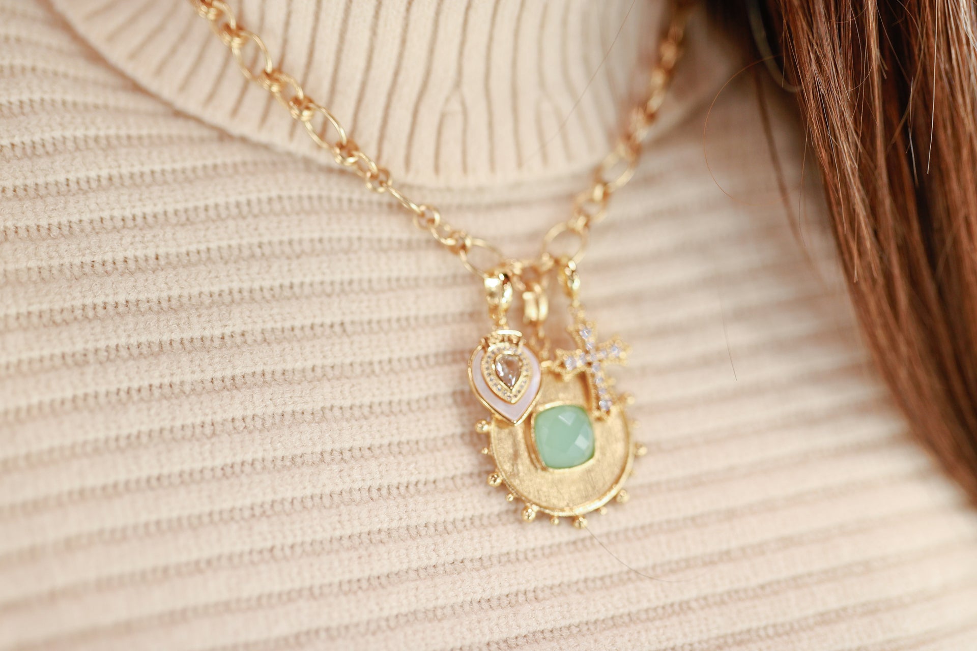 Gold Link Charm Necklace