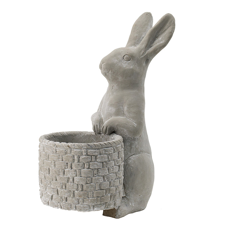 Gray Cement Rabbit Planter