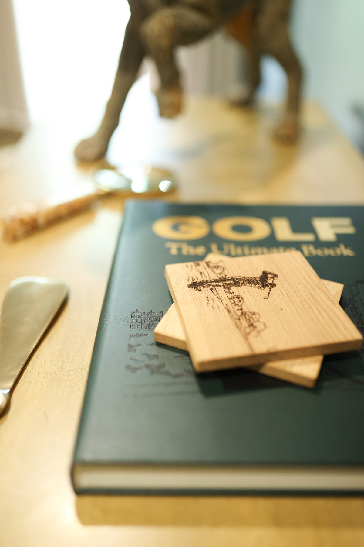 2 Golf Oak Coasters