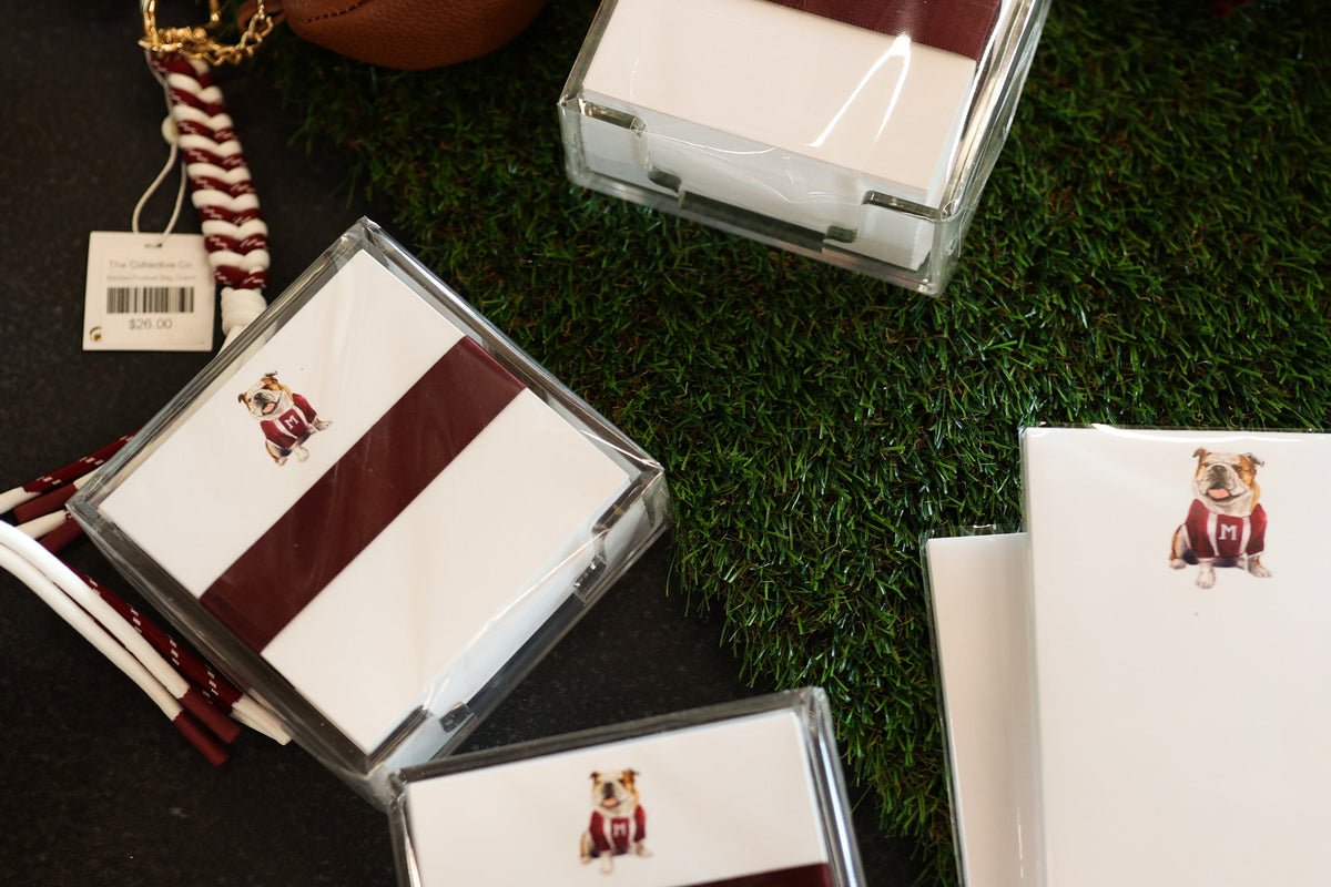 Square Desk Set - Maroon Bulldog