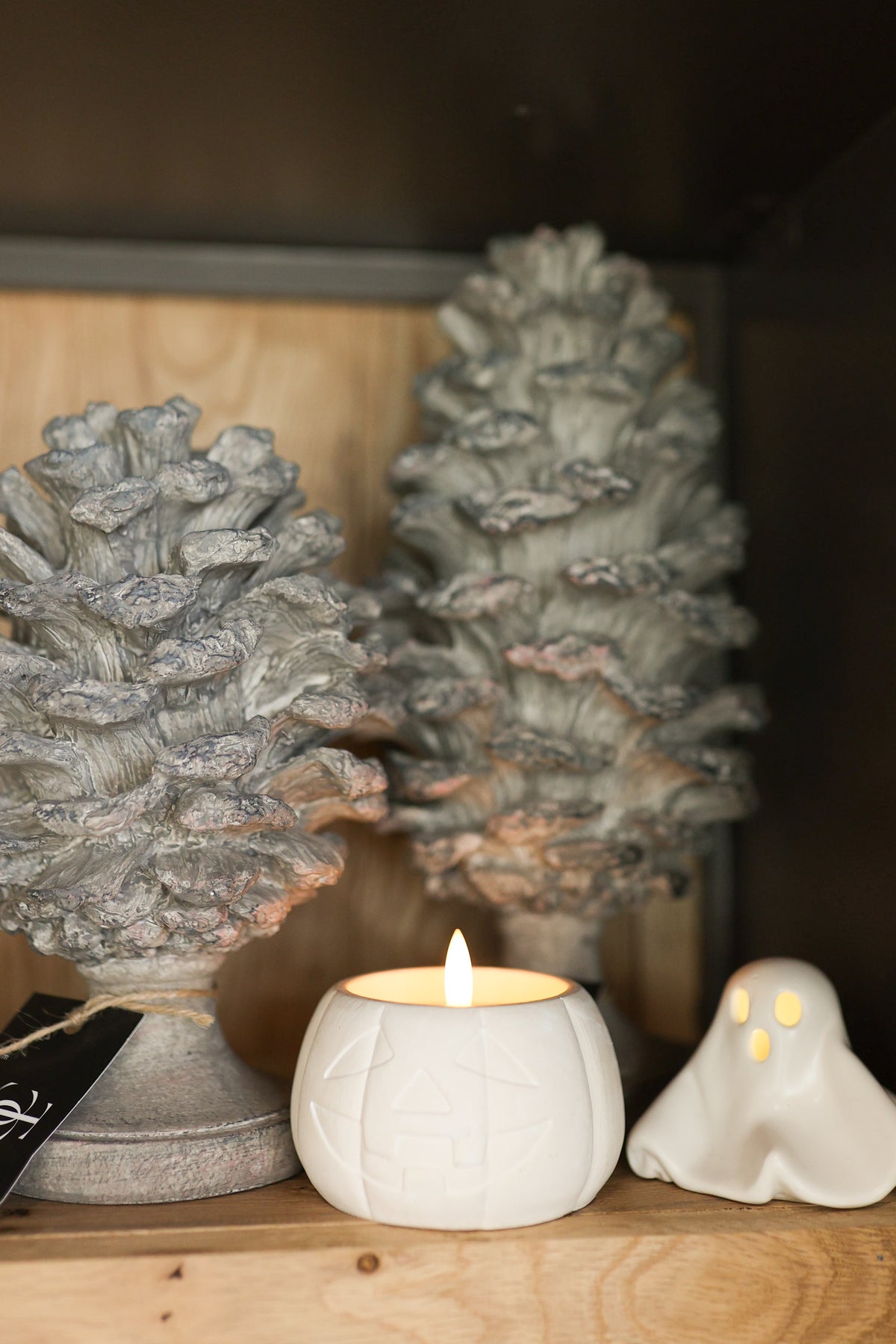3" CREAM JACK-O-LANTERN 3D FLAME CANDLE