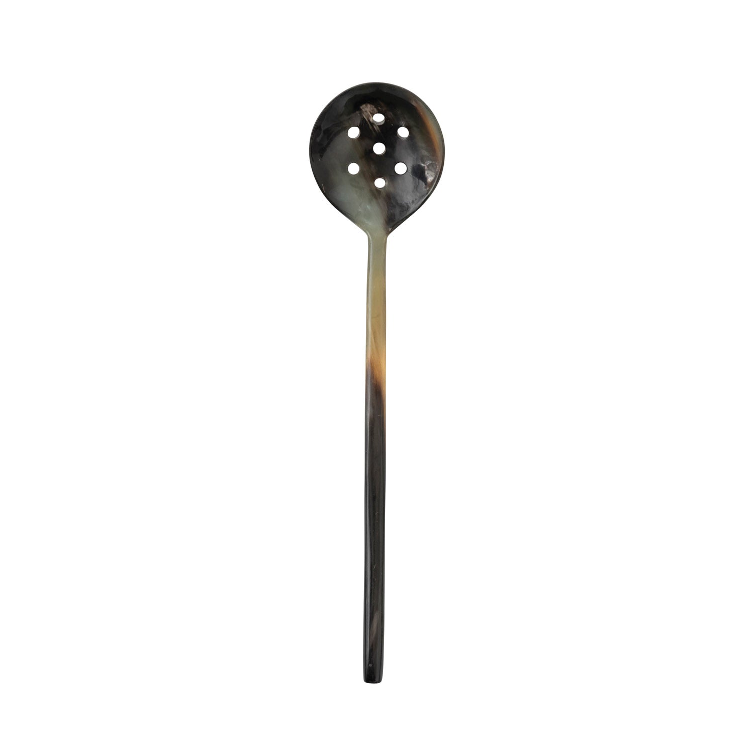 Slotted 7.5" Horn Olive Spoon (Each one will differ)