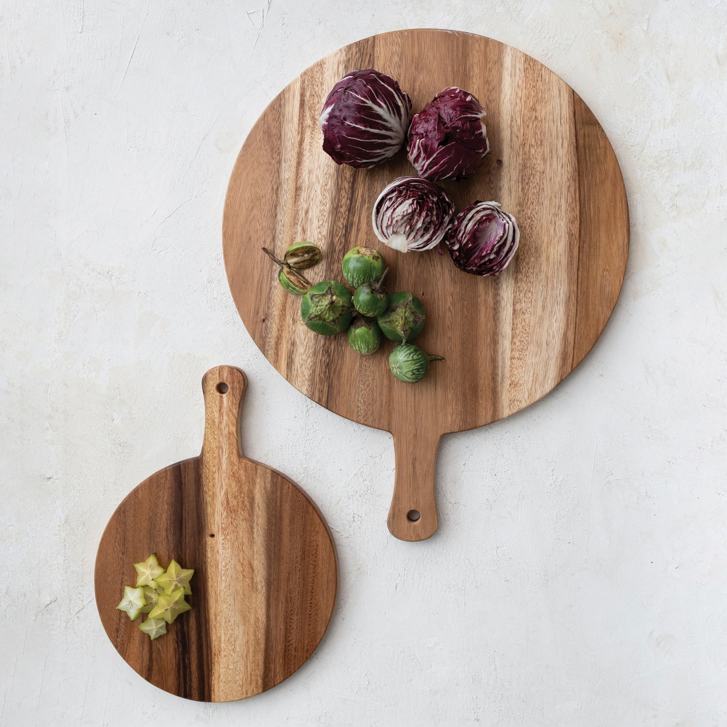 Round Wood Cutting Board with Handle