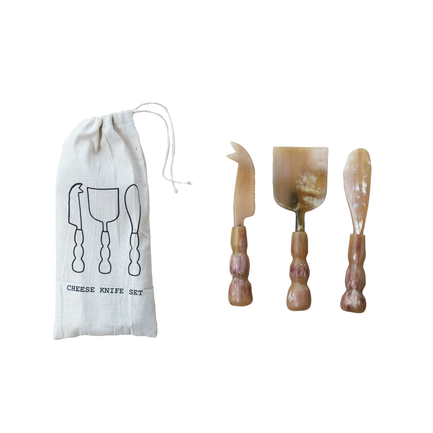 Natural Horn Cheese Serving Set