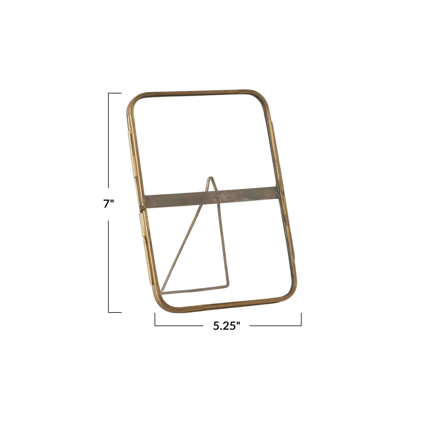 5-1/4"L x 7"H Brass & Glass