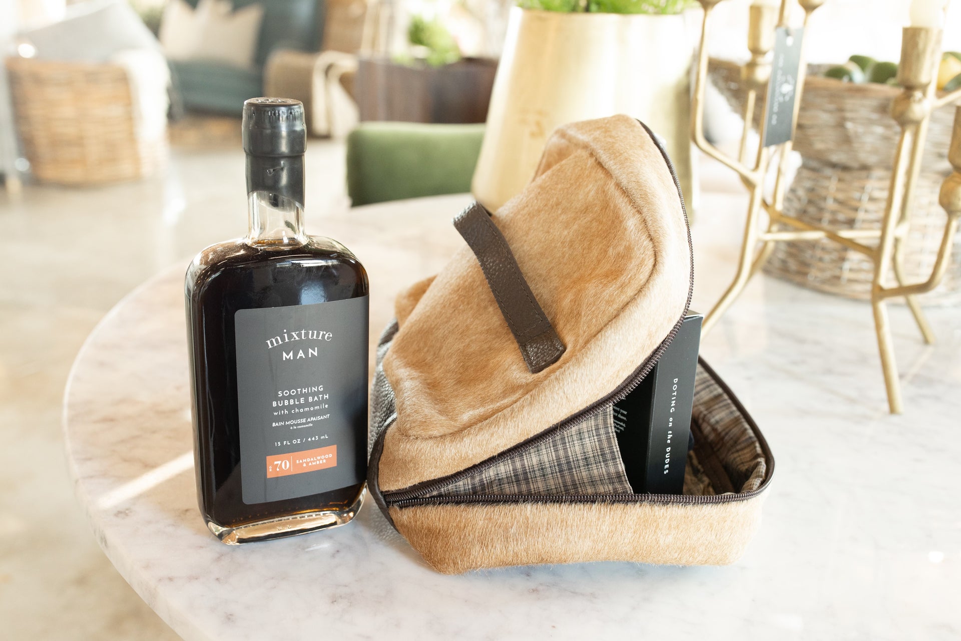 Leather & Fur Toiletry Bag