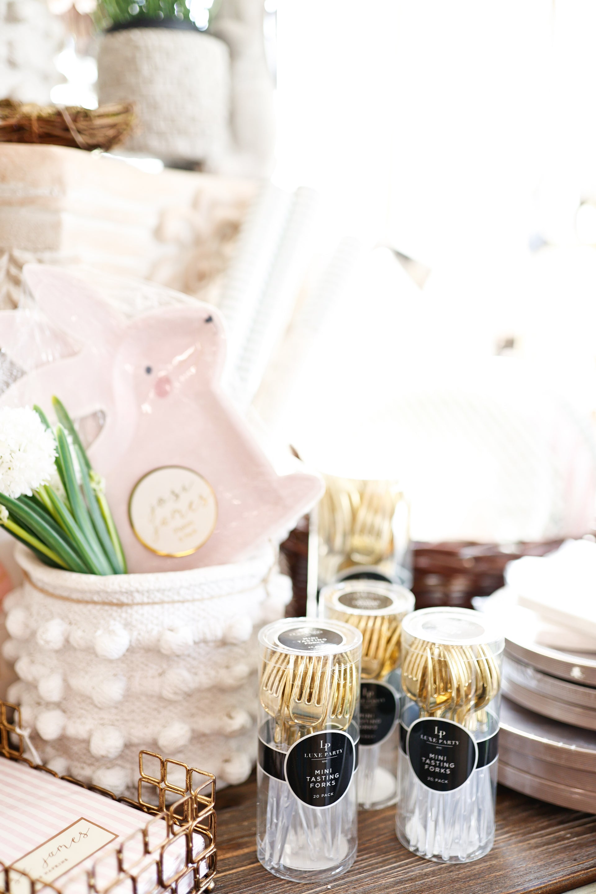 Clear and Gold Plastic Mini Forks | 20 Forks