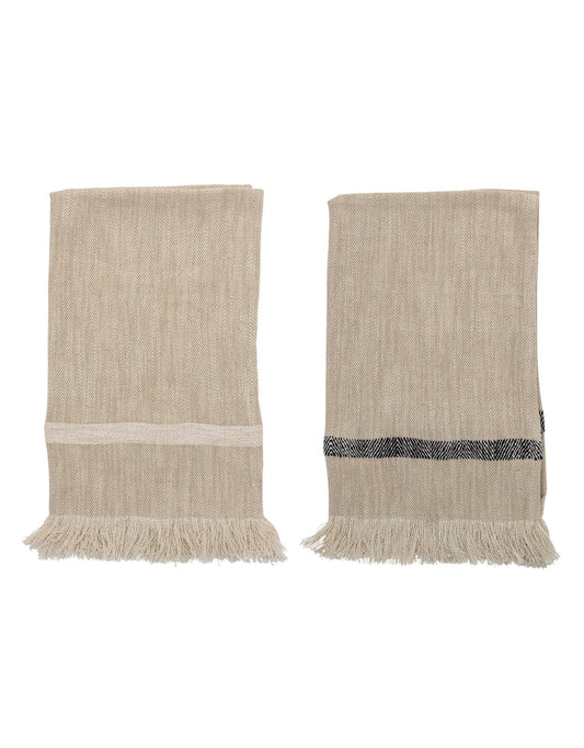 Striped Tea Towels with Fringe, Set of 2 Each