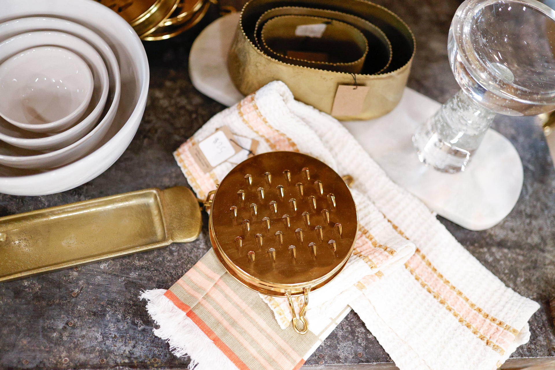 Stainless Steel Footed Grater, Gold Finish