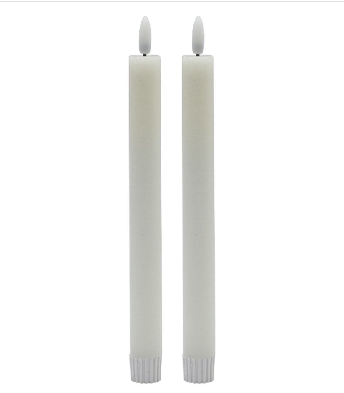 Medium White Flameless Taper (Set of 2)