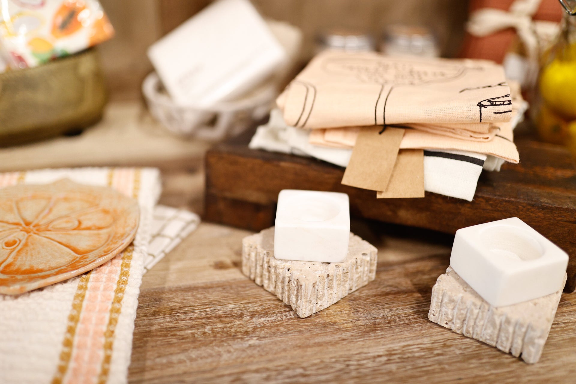 Marble and Stone Candlestick/Votive Holder