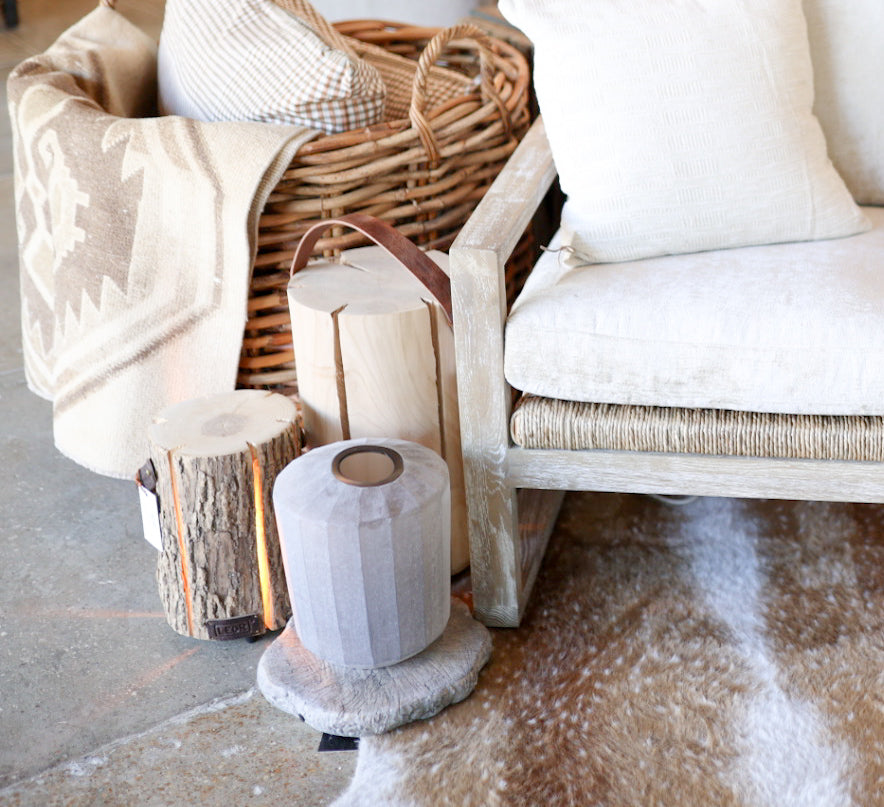 Vase Long Smoke Vertical Flat Cut Stone Finish Dia 9"