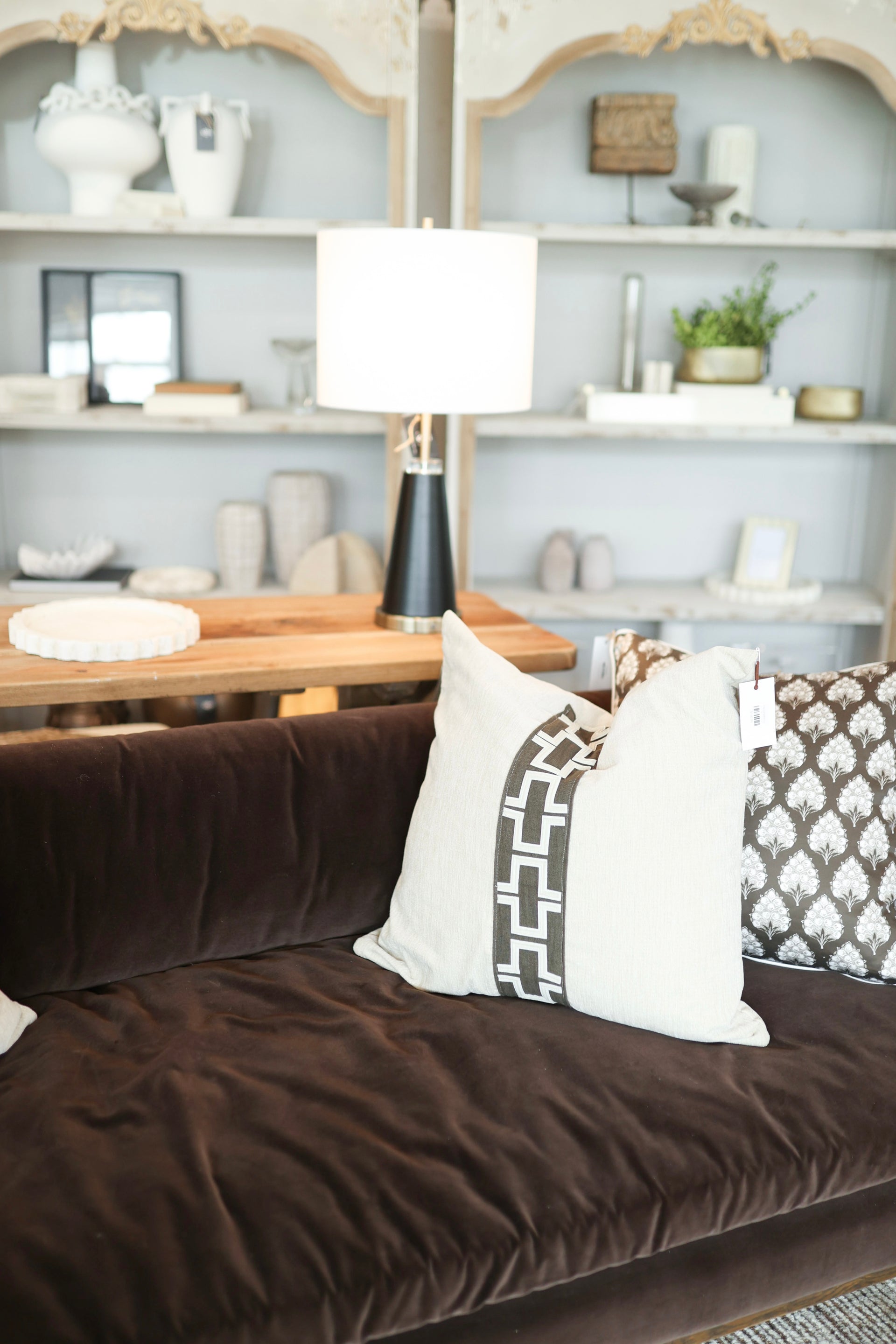 Decorative Paros Ivory Pillow with Trim