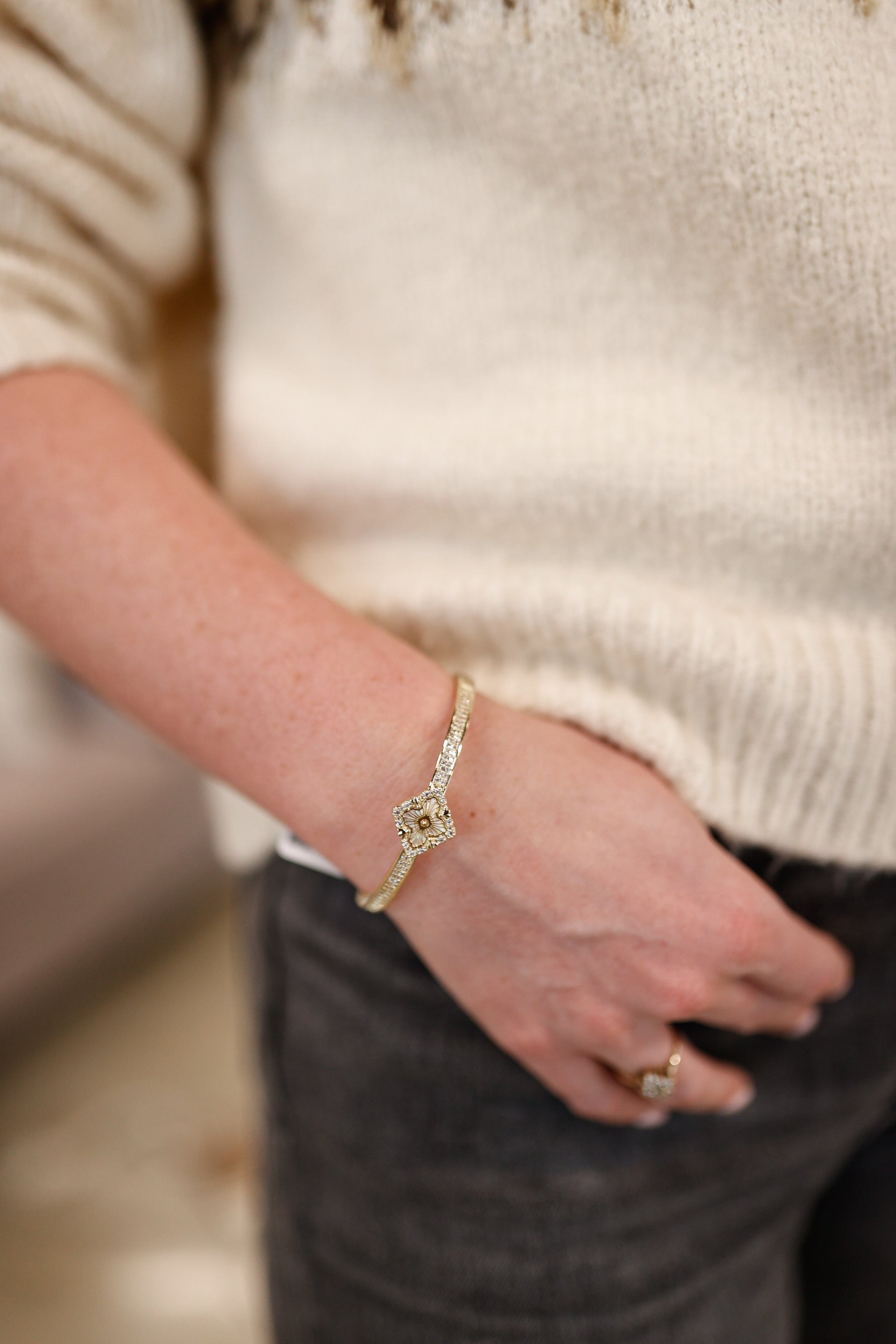 Dainty Gold and Diamond Bracelet