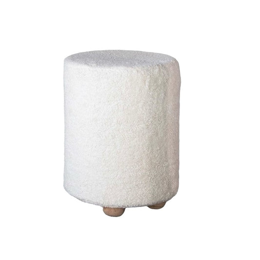 Round Cotton Sherpa Stool