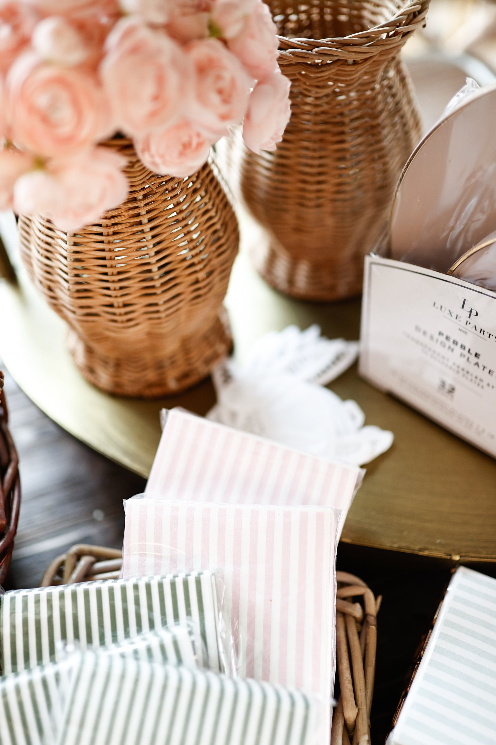 Light Pink Striped Guest Napkins, 24pcs
