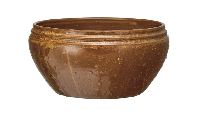 Stoneware Vintage Reproduction Bowl (Dark Brown Bowl)