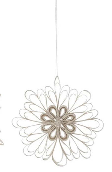 Handmade Quilling Snowflake Ornament, White, 2 Styles