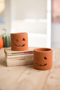 Short Terracotta Jack-O-Lantern