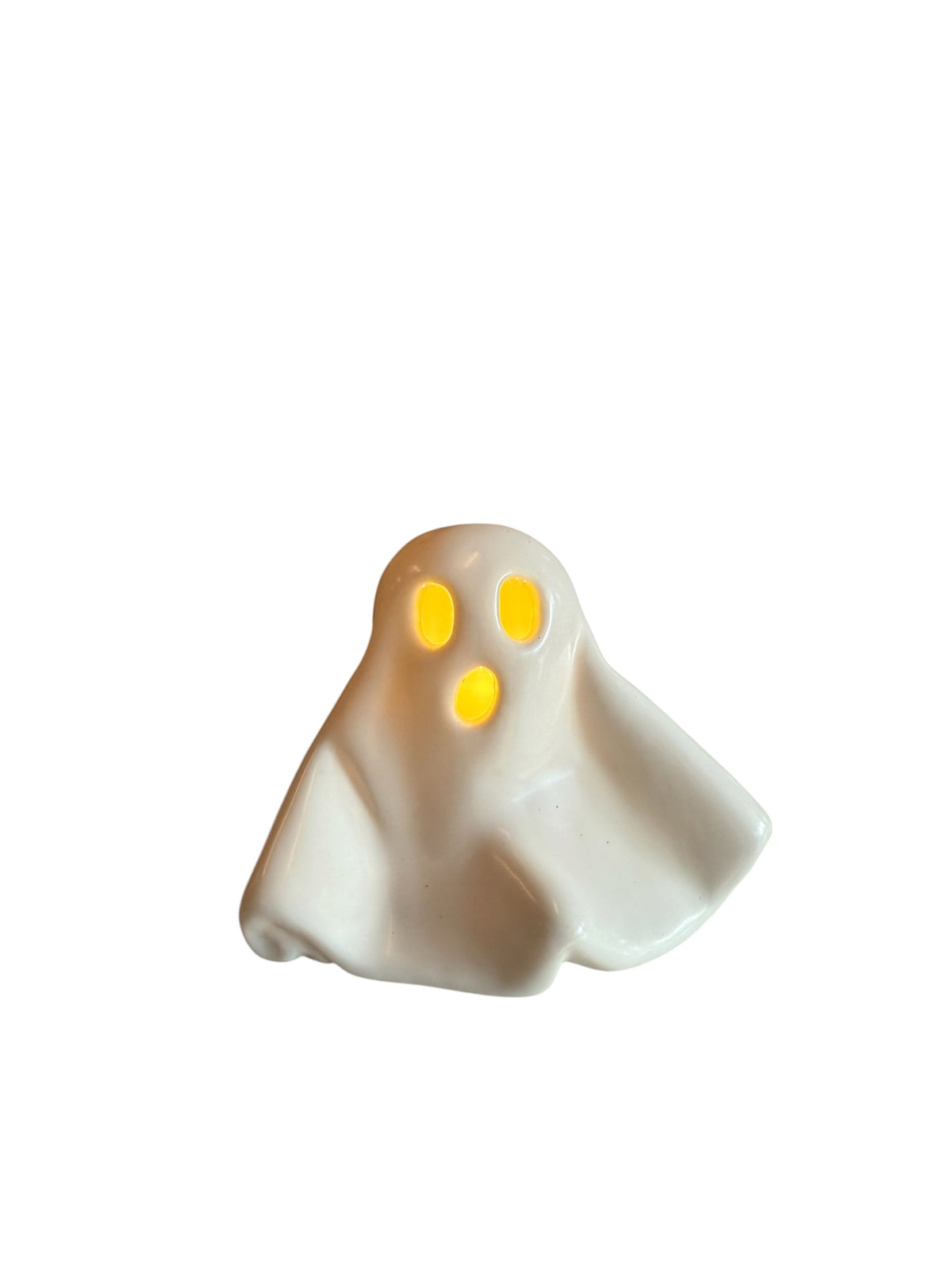 Stoneware Bisque Ghost with LED Light, White (Batteries Included)