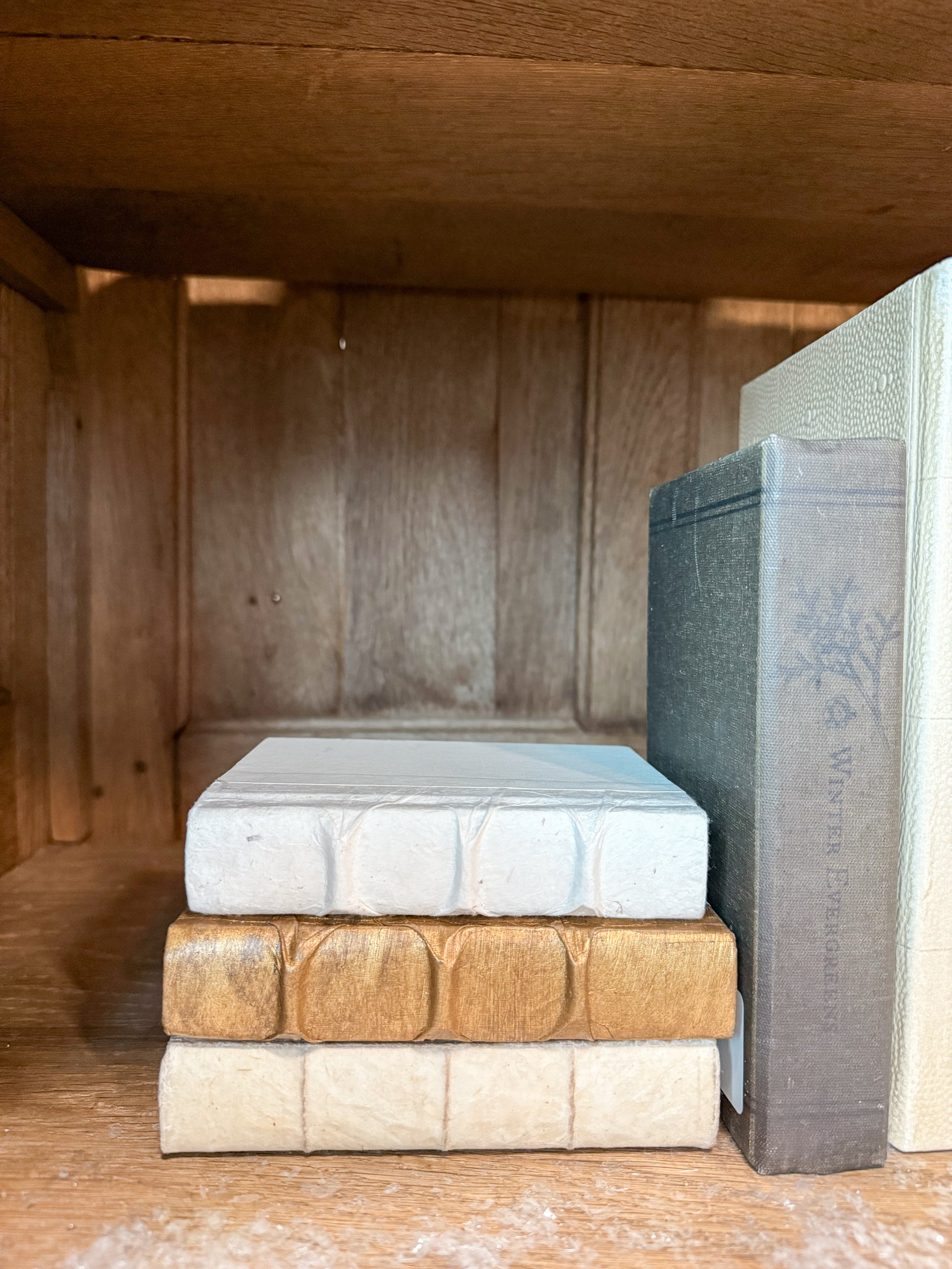 (Set of 3) Mini Windowpane Vellum, Antiqued Gold & RB-Cream / Off White Covers 5-5.5