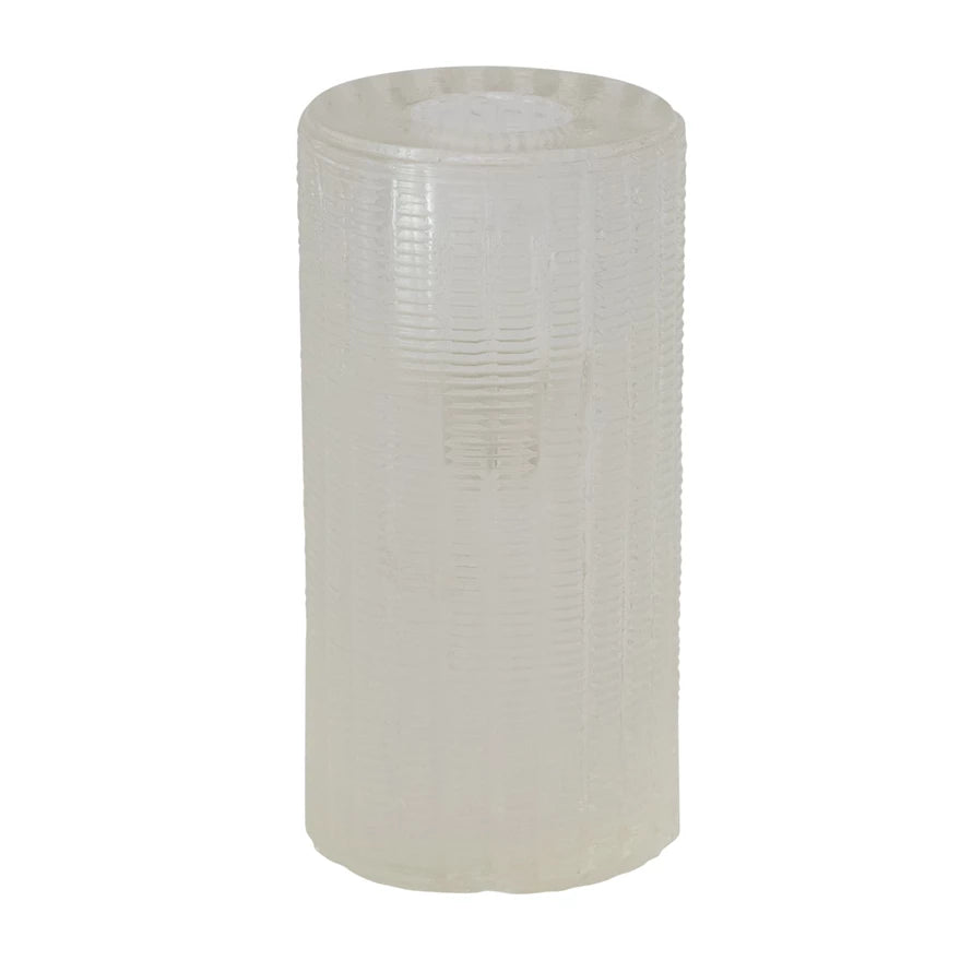 Pressed Glass Taper Holder 2'’round x 4”h