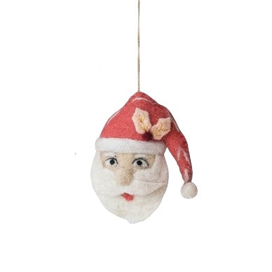 Handmade Wool Felt Santa Head Ornament ©