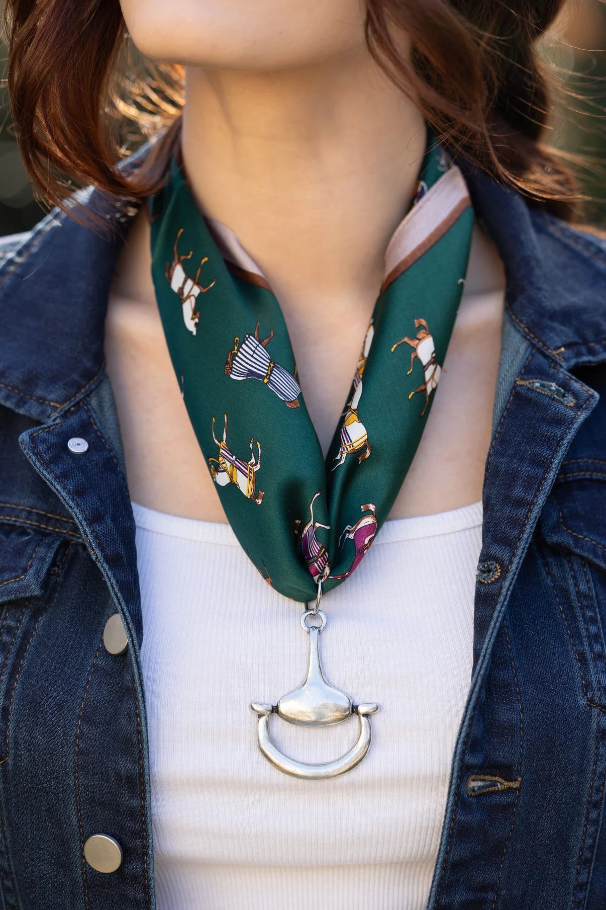 Carousel Silk Scarf Tie with Bit Charm