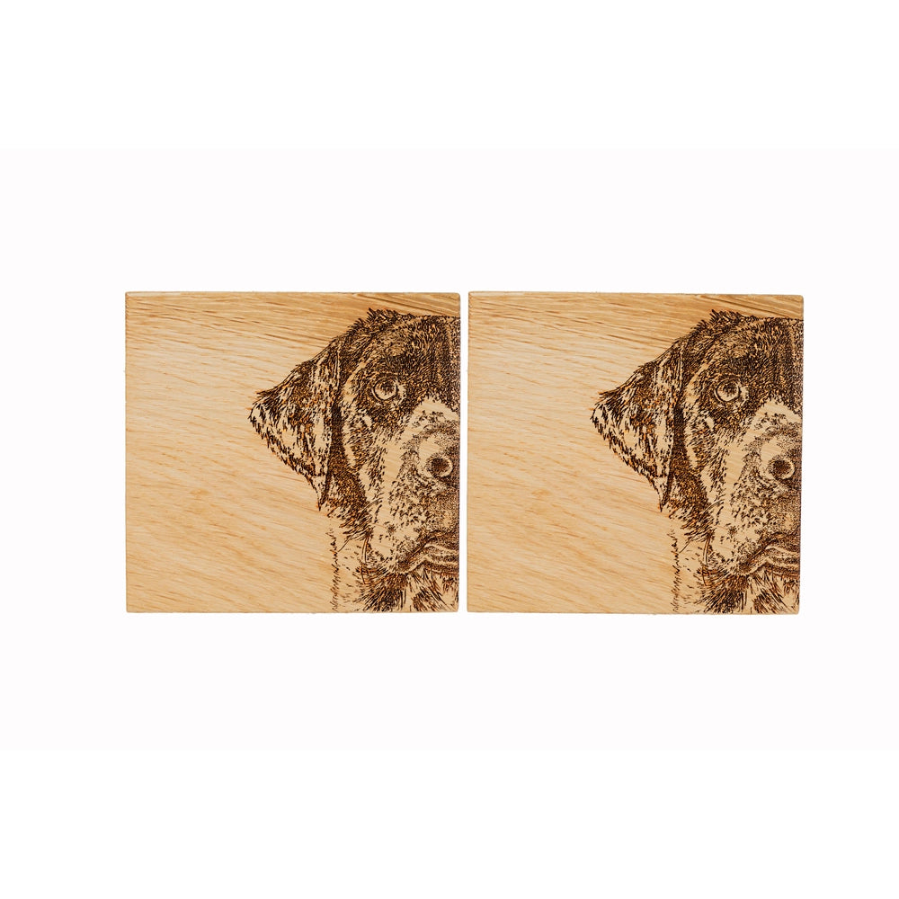 2 Labrador Oak Coasters