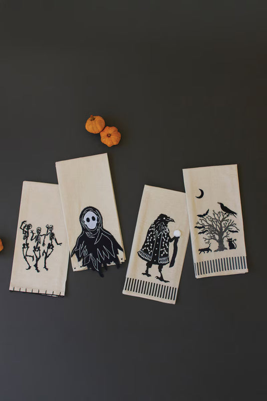 Black Halloween Tea Towels