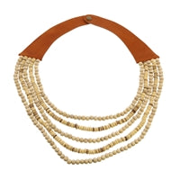 Obispo Necklace - Leather & Wood Bead