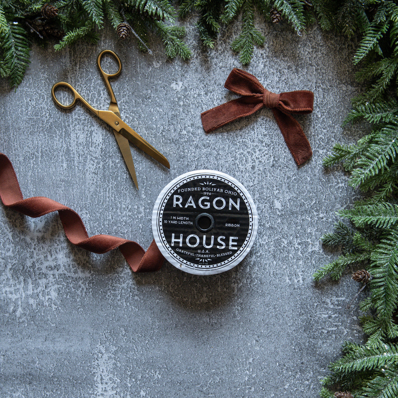 1" RUST UNWIRED VELVET RIBBON