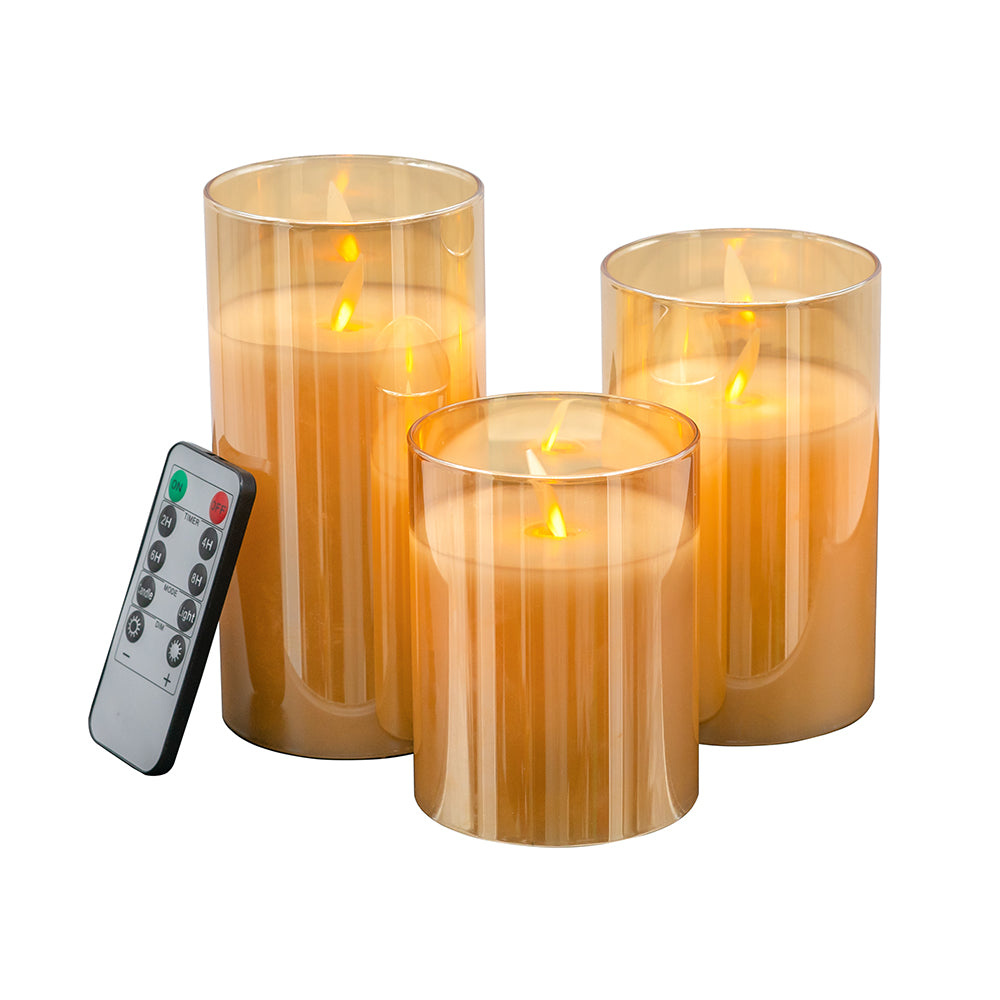 Set of 3 - Led Wax Candles