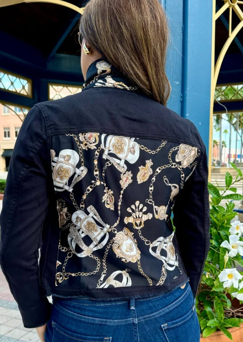Black Denim Stirrups Jacket