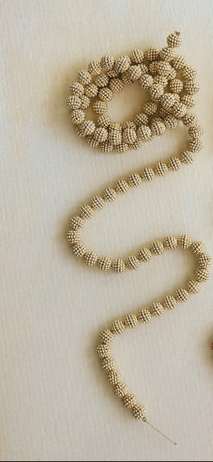 Plastic Beaded Ball Garland, Gold Finish