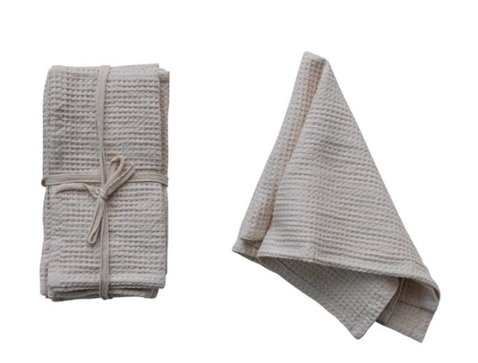 18" Square Woven Linen and Cotton Waffle Napkins