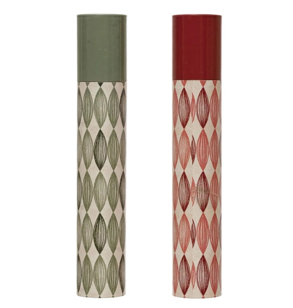 Fireplace Safety Matches in Tube Matchbox with Geometric Pattern