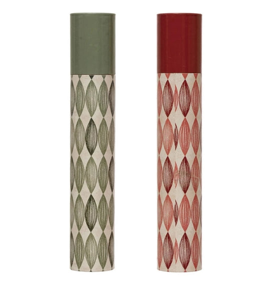 Fireplace Safety Matches in Tube Matchbox with Geometric Pattern