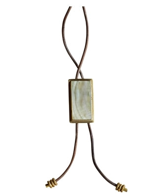 Aspen Bolo Tie - Rectangle, Brass, Mother of Pearl