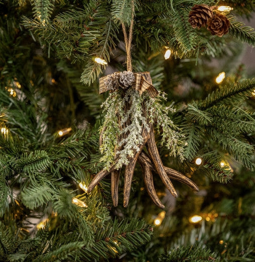 Antler Ornament W/ Bow & Foliage (SET OF 2)