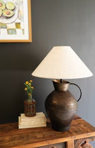Metal Table Lamp with Fabric Shade - Pitcher