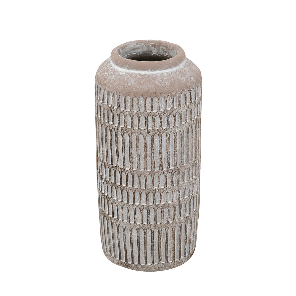 Ribbed Earthware Accent Vase - 12"