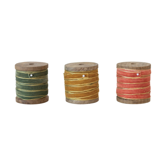 Velvet Ribbon on Wooden Spool | 10 Yards