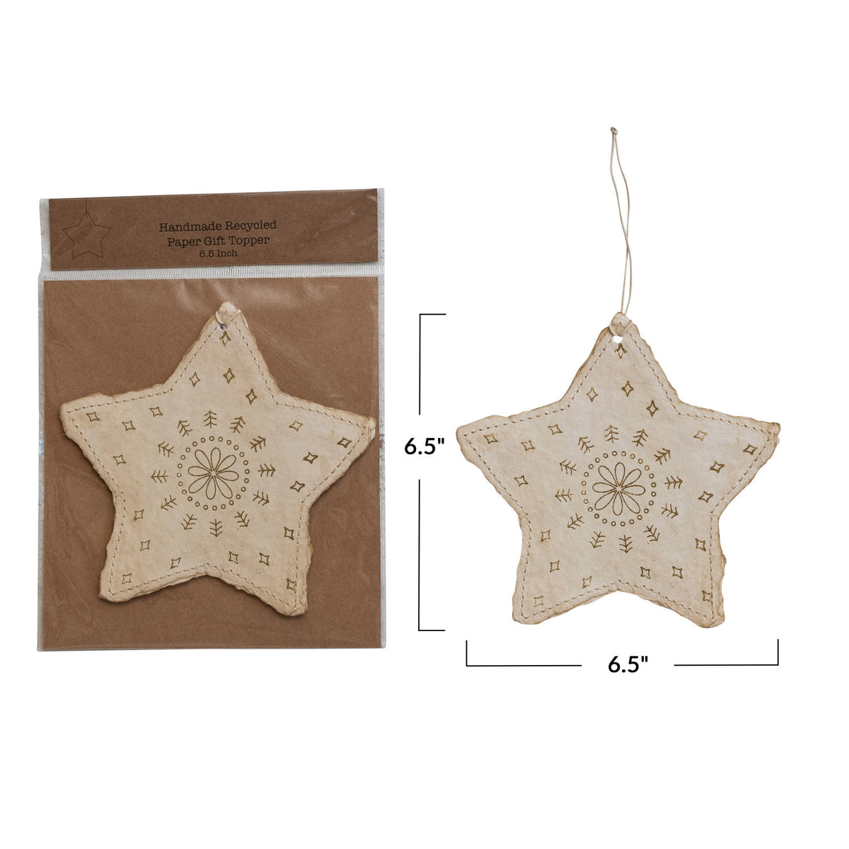 Recycled Paper Star Ornament or Gift Tag 6-1/2"Lx6-1/2"H