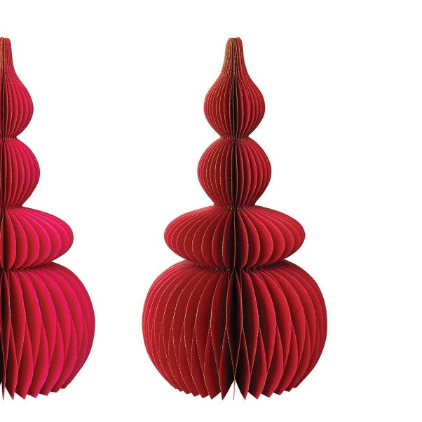 9-1/2"Rnd x 18"H Paper Folding Ornament - red