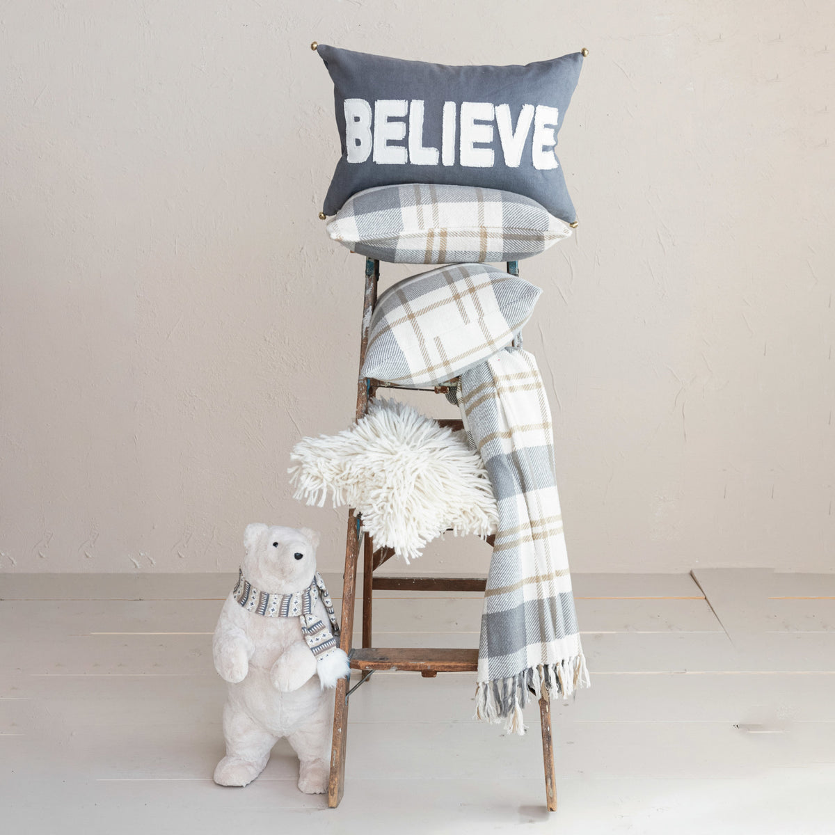 Cotton Flannel Plaid Lumbar Pillow