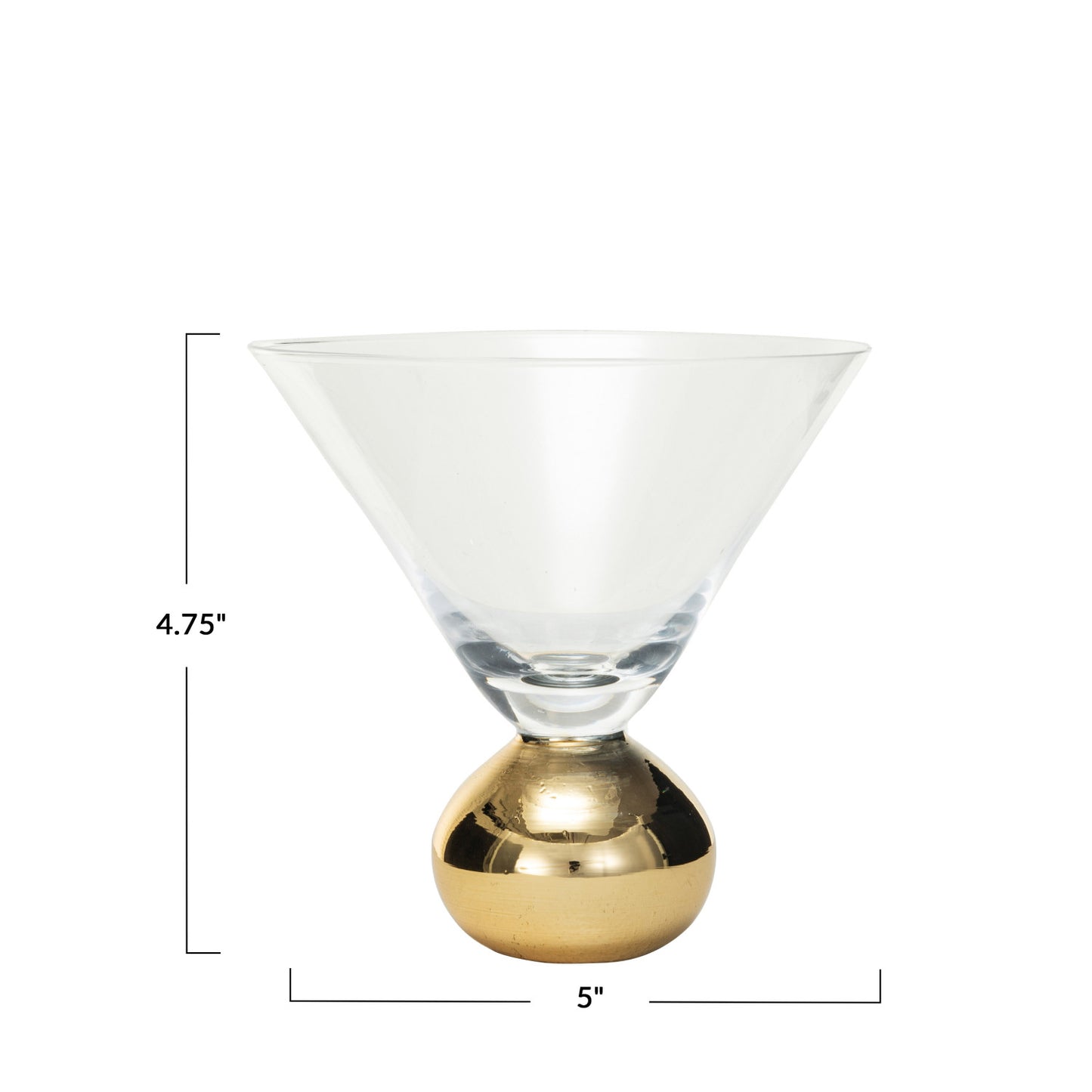 5" Round x 4-3/4"H 12 oz. Martini Glass w/ Ball Stem